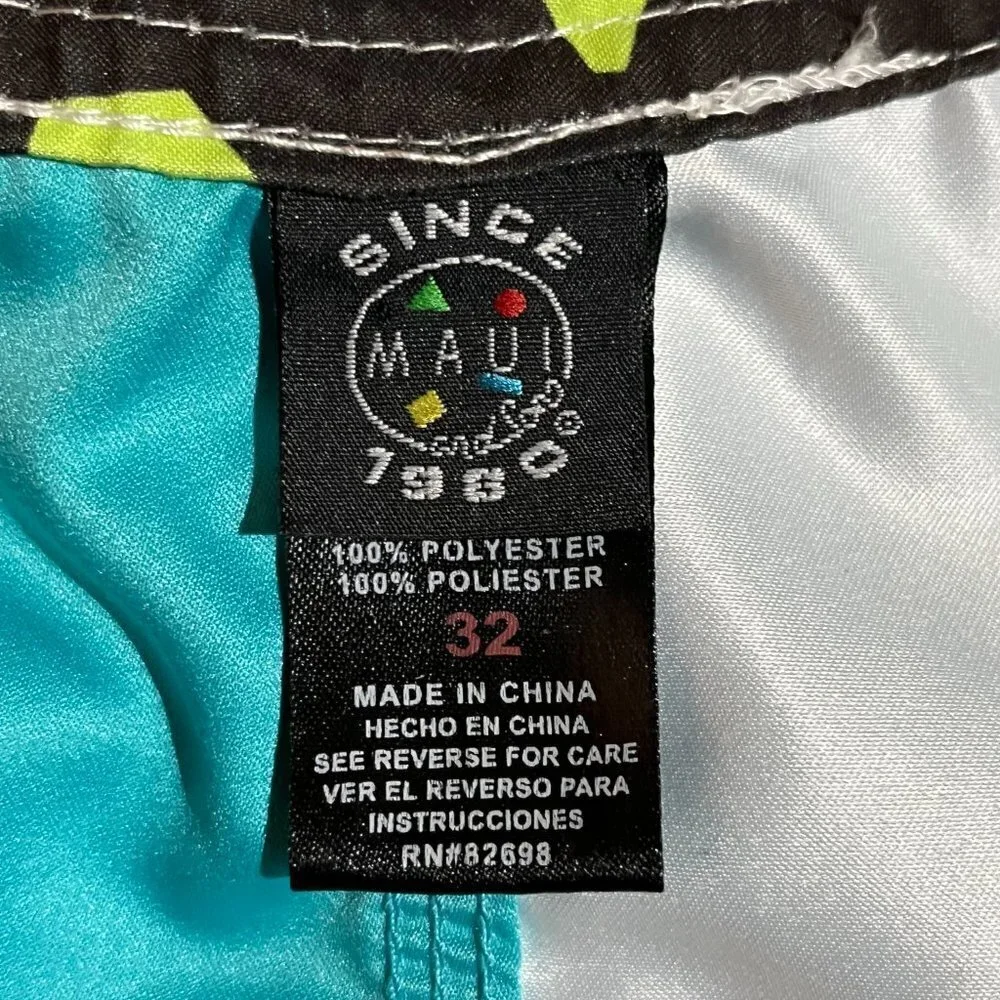 HULA GIRL Maui & Sons Palm Tree Blue Board Shorts - Limited Edition - RARE!